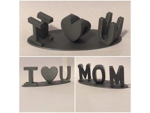 heart u mom 2 view art interactive happy mothers day 3d print model - Mito3D