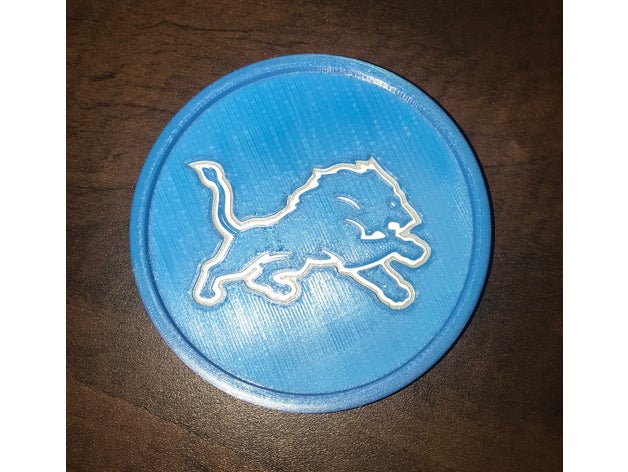 detroit lions coaster signs & logos drink football team nfl 3D print model - Mito3D