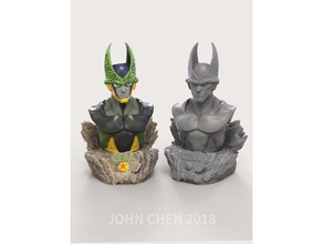 perfect cell dbz bust & base sculptures collectible dragon ball sculpture statue 3d print model - Mito3D