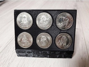 coin stand 3x2 coins & badges holder display 3d print model - Mito3D