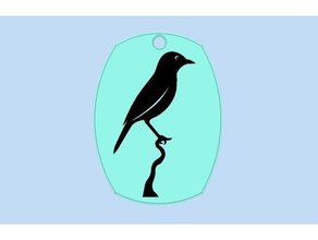 blackbird Schlüssel-Kette Schlüsselanhänger Vogel schwarz black bird keychain Schlüssel key chain 3d print model - Mito3D