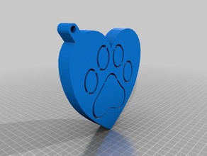 dog cat paw pendant 3d printing animal cat pendant simple