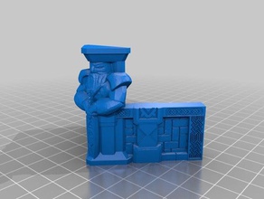dungeonsticks - dwarven hall alternate corner statue 28mm games 3d print model - Mito3D