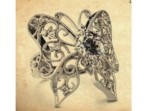 Schmetterling ring aushöhlen 2d-Kunst 3d print model - Mito3D