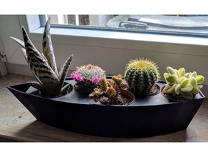 pot de fleurs à cinq mini-cactus extérieur et jardin 3d print model - Mito3D