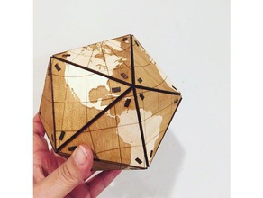 dymaxion globe - tabbed wooden vertices k40 whisperer models inkscape laser lasercut cutter engraver 3d print model - Mito3D