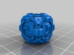 d6 sci fi rounded sphere gears dice - numbers toys & games 3d print model - Mito3D