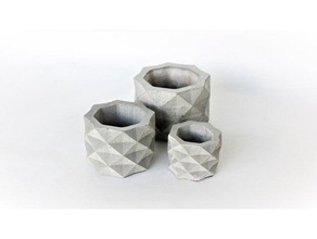 geometrik beton saksı kalıp diy concretemold lowpoly ekici pot vazo 3d print model - Mito3D