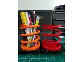 coil spring pen holder model furniture desk desktop organizer monoprice office pencil 3d print model - Mito3D