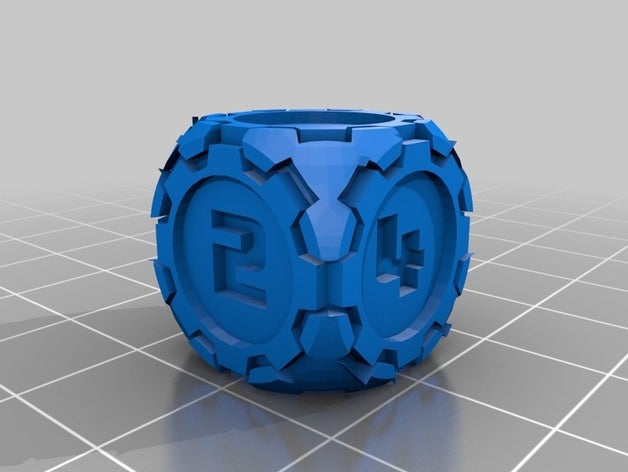 d6 futuristic rounded gears dice - numbers toys & games 3D print model - Mito3D