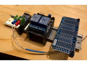din-rail-mount din mount pcb relais-platine montieren wemos d1 mini 3d print model - Mito3D