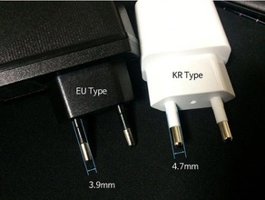 ac eu 'l' type plug kr socket adapter korea electronics 3d print model - Mito3D