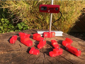 usb camera mount kit 8mm rods - octopi v7 cs2021-1e 3d printing rod clamp holder anet e10 cs2021 octoprint raspberry pi v7-cs2021-e videoseven 3d print model - Mito3D