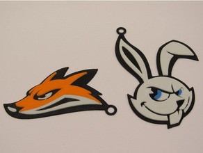fox bunny key rings 3d print model - Mito3D