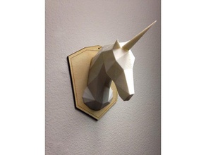 unicorn head - low poly optional mount sculptures 3d print model - Mito3D