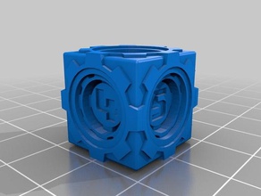 d6 futuristic square inner gears dice - numbers toys & games 3d print model - Mito3D