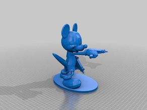 machine gun mickey tail sculptures art disney mouse remix sculpture 3d print model - Mito3D