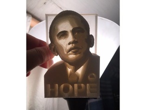 obama espère lithophane art - démocrate l'éducation l'espoir président remix la réplique rhétorique tactiles topographie 3d print model - Mito3D