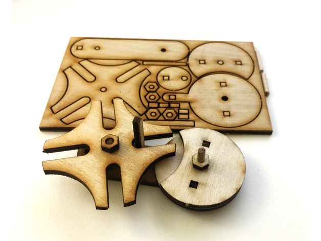 laser cut geneva wheel flat pack engineering 3D print model - Mito3D