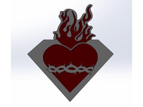 sacred heart 3d-drucken katholisch der Katholizismus katholische Kirche Krone Dornen Feuer Flamme Flammen Herz jesus Christus Liebe superman-logo super Welt-Jugend-Tag wyd 3d print model - Mito3D
