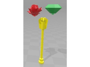 princess scepter w interchangable caps rose emerald toys & games septer 3d print model - Mito3D