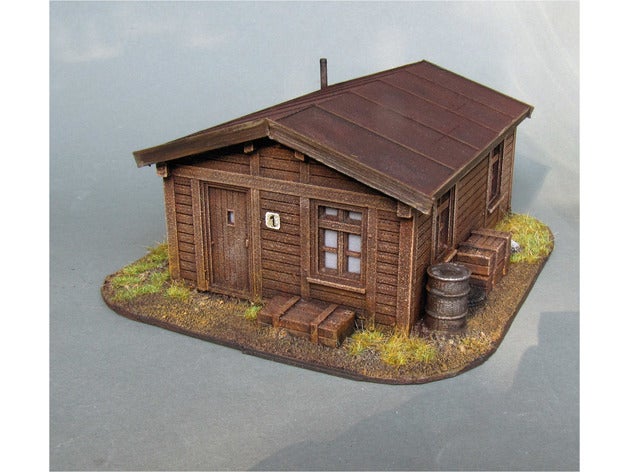 simple barrack 3d printing architecture bolt action military wargaming 3D print model - Mito3D