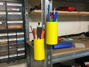 brush & pen box aluminum storage shelf organization knives metric rulers pencil holder screwdrivers tool workshop organiser 3d print model - Mito3D