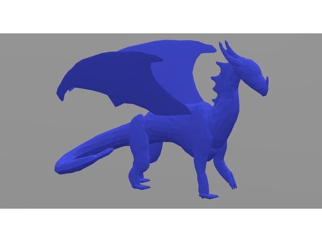 baja poli permanente de dragón a los animales dragones mítico 3D print model - Mito3D