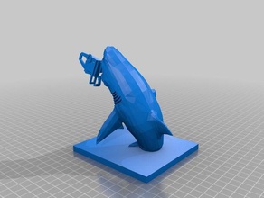 sharknado sculptures animal bust fatshark low poly model remix remixed replica sculpture shark stl support 3d print model - Mito3D