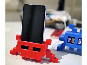 2 masaüstü ınvader 6 stand iphone cep telefonu oyuncak gadget işgalciler standı telefon alanı spaceinvaders space ınvaders dur 3d print model - Mito3D