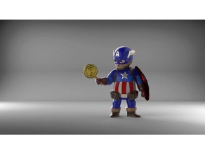 chubby captain america low res people hero marvel 3d print model - Mito3D