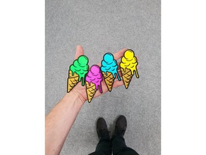 sorvete de ímã geladeira a arte dos desenhos animados gelado 3d print model - Mito3D