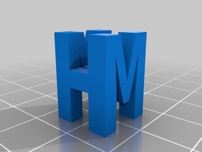 my customized 3d ambigram - mh interactive art 3d print model - Mito3D