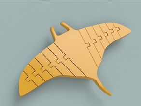 flexi articulated manta ray animals model fusion 360 hinged 3d print model - Mito3D