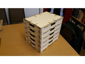 lasercut stacking boxes containers box snap snap-fit snapfit together stackable container 3d print model - Mito3D