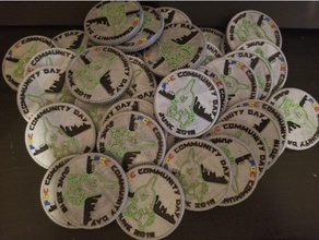pokemon go community day 6 coin - larvitar coins & badges pokemongo pokemons 3d print model - Mito3D