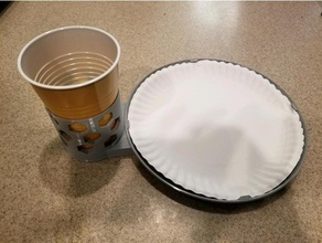 plato de papel, un vaso plástico titular los hogares la barbacoa acampar copa alimentos asar a parrilla picnic placa soporte bandeja 3d print model - Mito3D