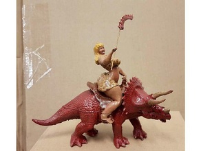 dino lady sculptures barbarian dinosaur triceratops woman 3d print model - Mito3D