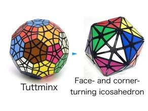 face- corner-turning icosahedron modified tuttminx puzzles rubiks cube 3d print model - Mito3D