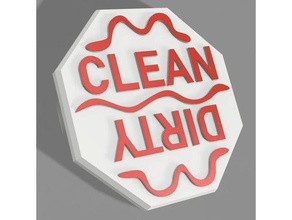 Geschirrspüler magnet - clean schmutzig Küche und Esszimmer sauber dirty schmutziges Geschirr 3d print model - Mito3D
