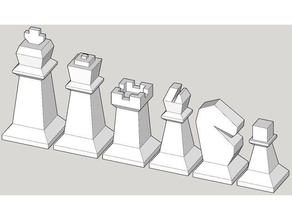 chess low polly set poly 3d print model - Mito3D