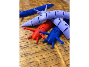 slug remix 4 tentacules L'impression 3d animal articulés la créature mignon flexible 3d print model - Mito3D