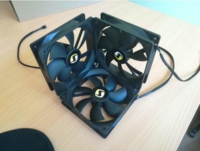 120mm cube fans joint 90 degrees computer fan mining rig 3d print model - Mito3D