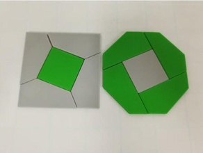 square octagon dissection math art 3d print model - Mito3D