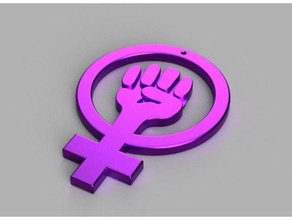 le féminisme d'un logo les signes et logos boucle d'oreille lutte contre maker autonomisation de la puissance femme droits 3d print model - Mito3D