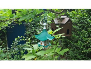 little bird feeder air temple outdoor & garden birdfeeder birdhouse house 3d print model - Mito3D