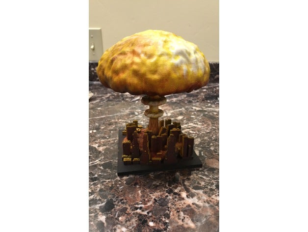 nuked city buildings & structures armageddon destruction doomed doom 4 explosion fallout fatboy littleboy mushroom cloud nuke radiation ww2 wwii 3D print model - Mito3D