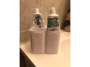 twin peaks design toothpaste brush holder bathroom 3d print model - Mito3D