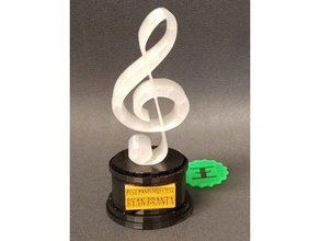 music trophy award clear tinkercad treble clef base 3d print model - Mito3D