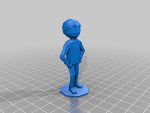 low poly cowboy without his hat people 3d print model - Mito3D